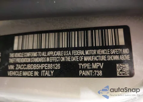 2017 Jeep Renegade Limited 4X4 from USA, damaged, VIN ZACCJBDB5HPE88126